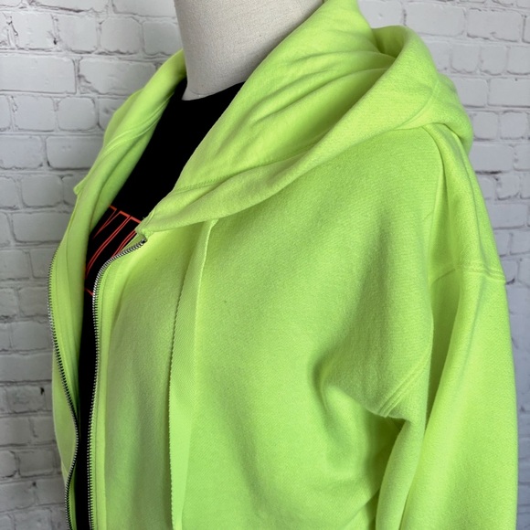 CALVIN KLEIN Performance Long Sleeve Neon Yellow Zip-Front Hoodie--M - Picture 4 of 16